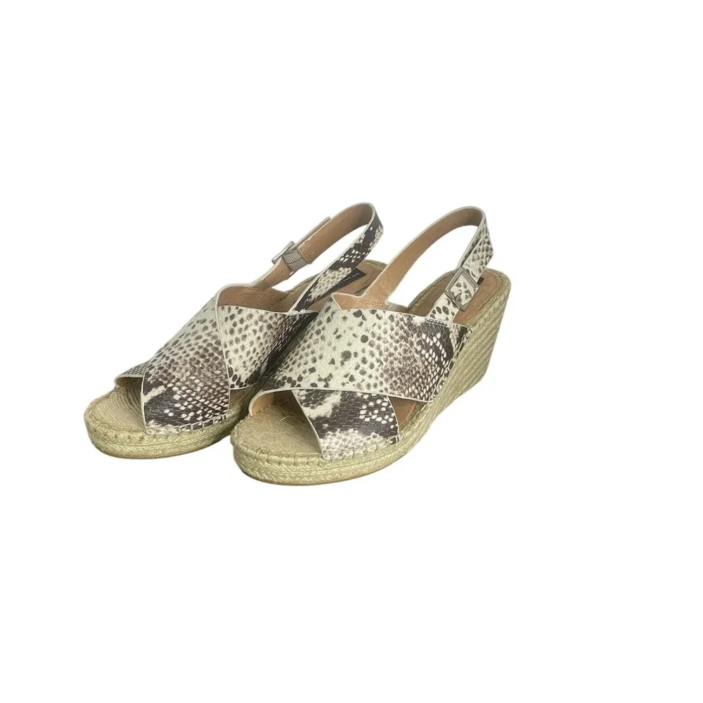 Steve Madden Steven Stelarr 9.5 Slingback Snake Print Wedge Open Toe Espadrille‎